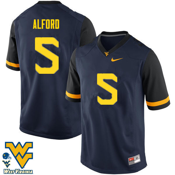 Men #5 Mario Alford West Virginia Mountaineers College Football Jerseys-Navy